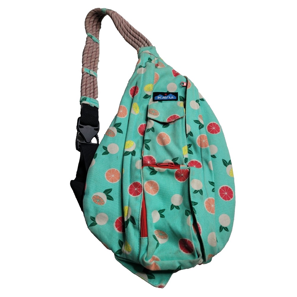 Kavu Rope Cross Body Bag Teal With Citrus